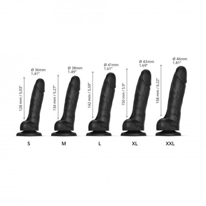 Realistyczne dildo czarne S z przesuwaną skórą | Podwójna gęstość silikonu