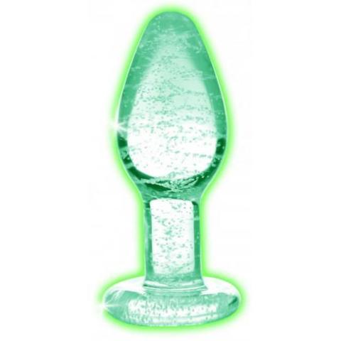 Szklany plug analny świecący w ciemności 9,6 cm