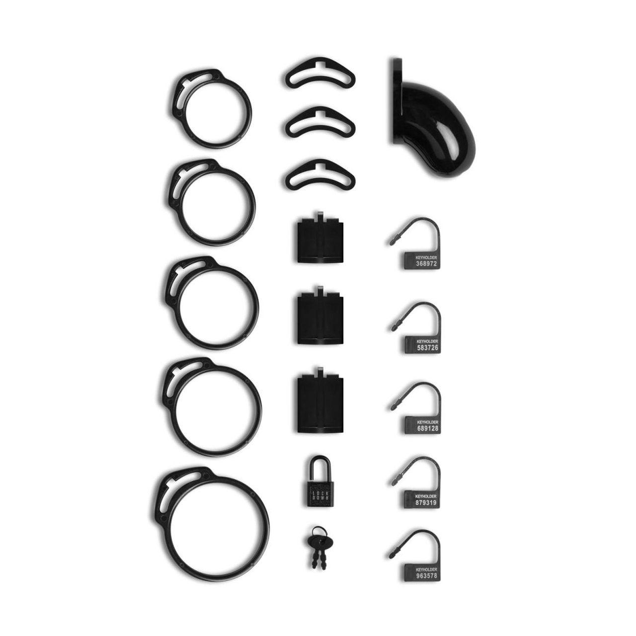 Mała klatka cnoty męska z kłódkami i 5 pierścieniami | Loris.pl