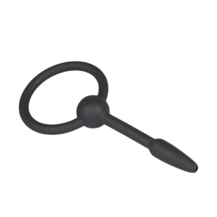 Mały silikonowy plug do penisa z uchwytem i kanałem | Loris.pl