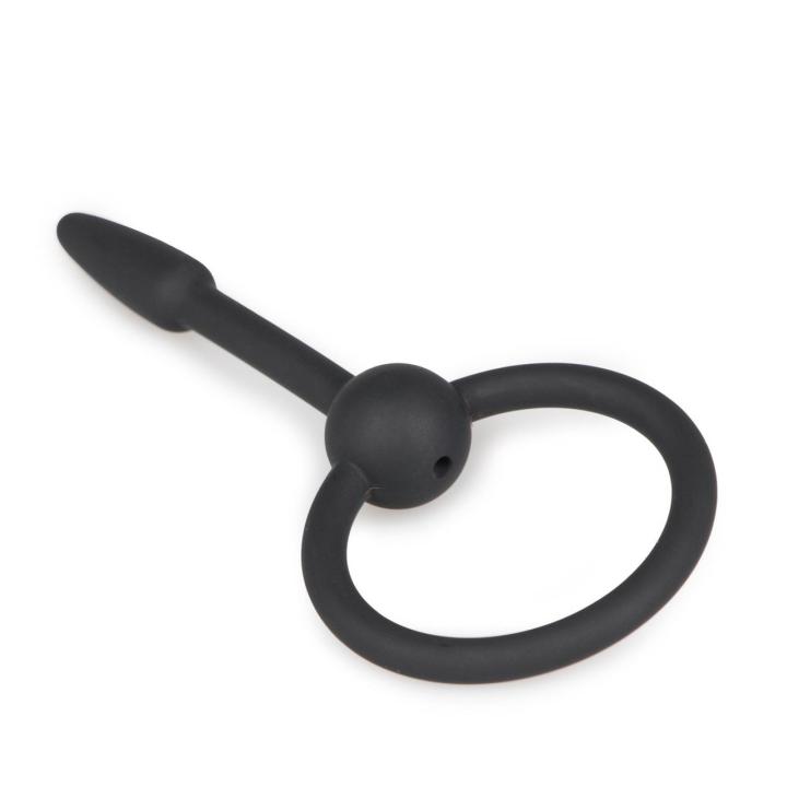 Mały silikonowy plug do penisa z uchwytem i kanałem