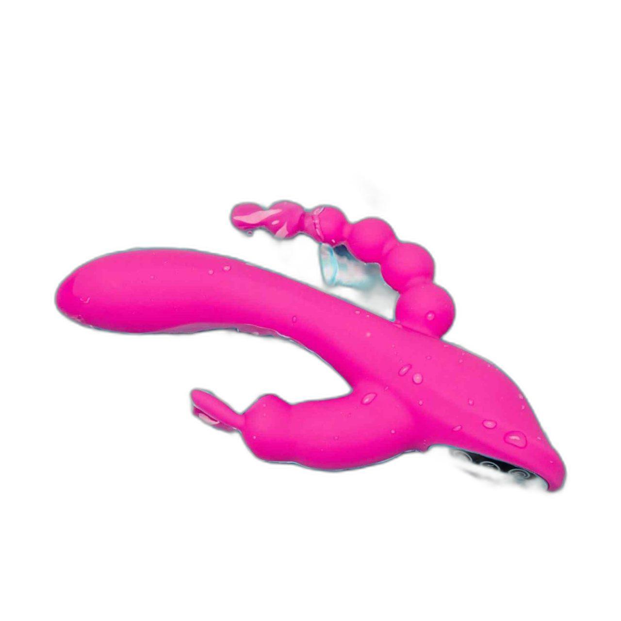 Podwójny wibrator króliczek 4w1 wodoodporny USB 21 cm | Loris.pl