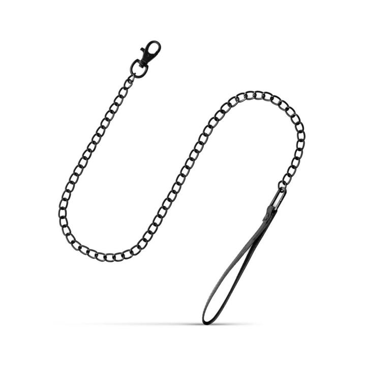 Czarna obroża BDSM ze smyczą 73 cm | Regulacja 39–47 cm