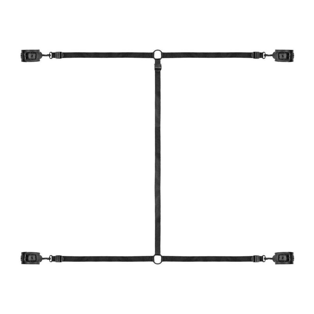 Zestaw do krępowania pod materac czarny | 4 regulowane kajdanki BDSM