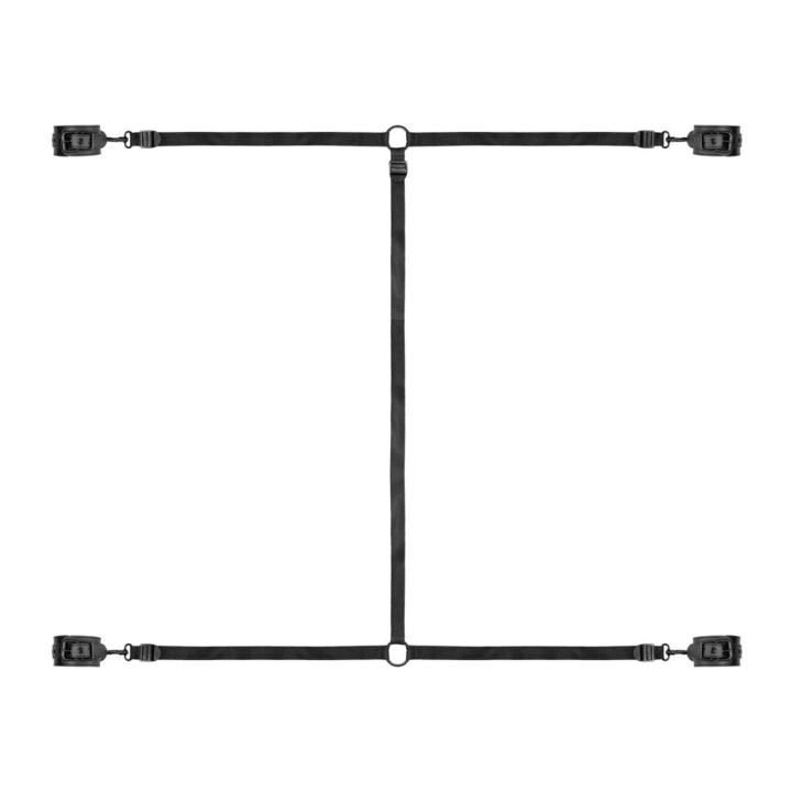 Zestaw do krępowania pod materac czarny | 4 regulowane kajdanki BDSM