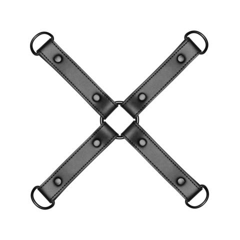 Krzyżak hogtie do bondage czarny z klipsami