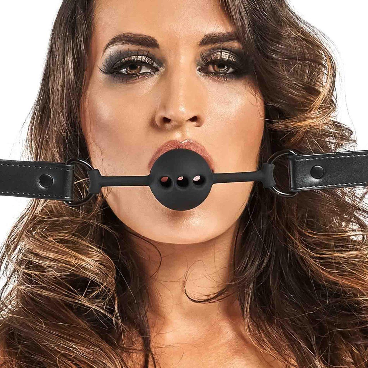 Oddychający knebel z kulką 4,1 cm – silikon, regulacja 39–55 cm | Loris.pl