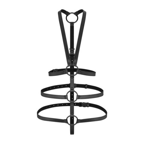 Czarna uprząż bondage regulowana z ekoskóry