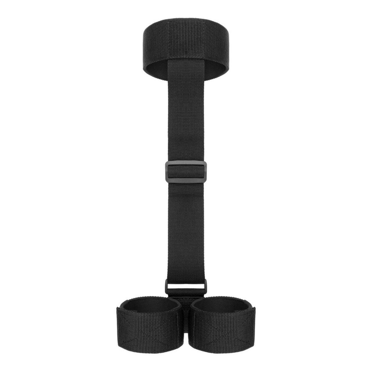 Zestaw bdsm obroża i kajdanki regulowane czarne | Loris.pl