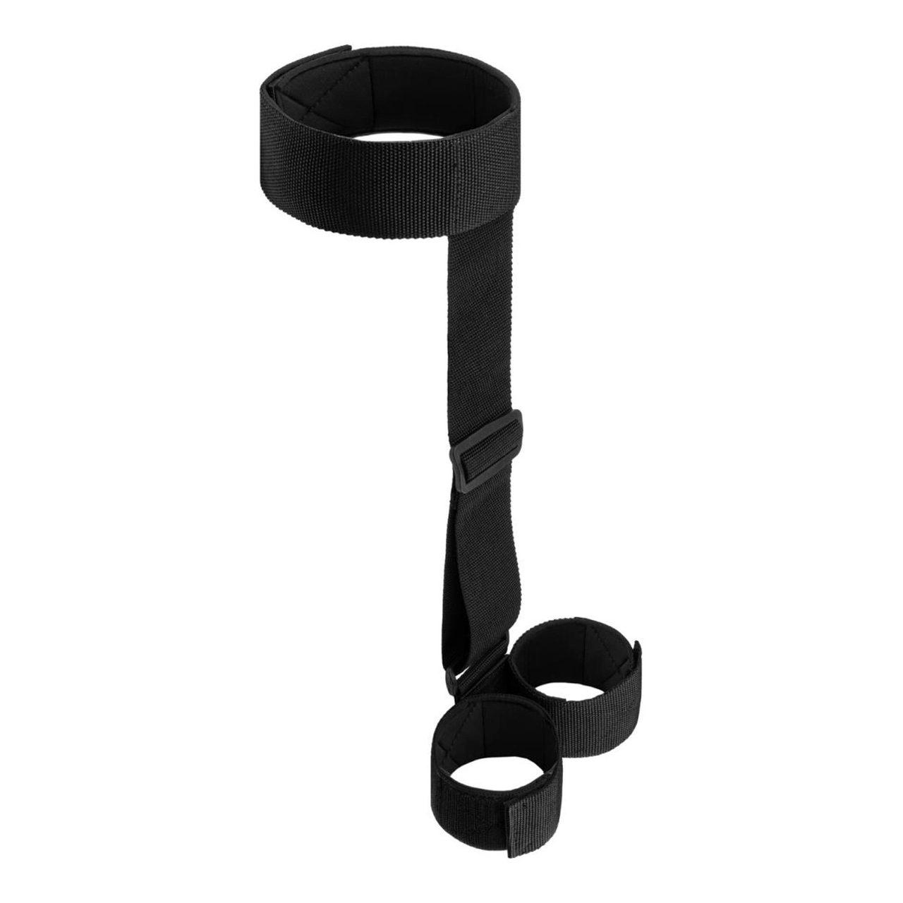 Zestaw bdsm obroża i kajdanki regulowane czarne | Loris.pl