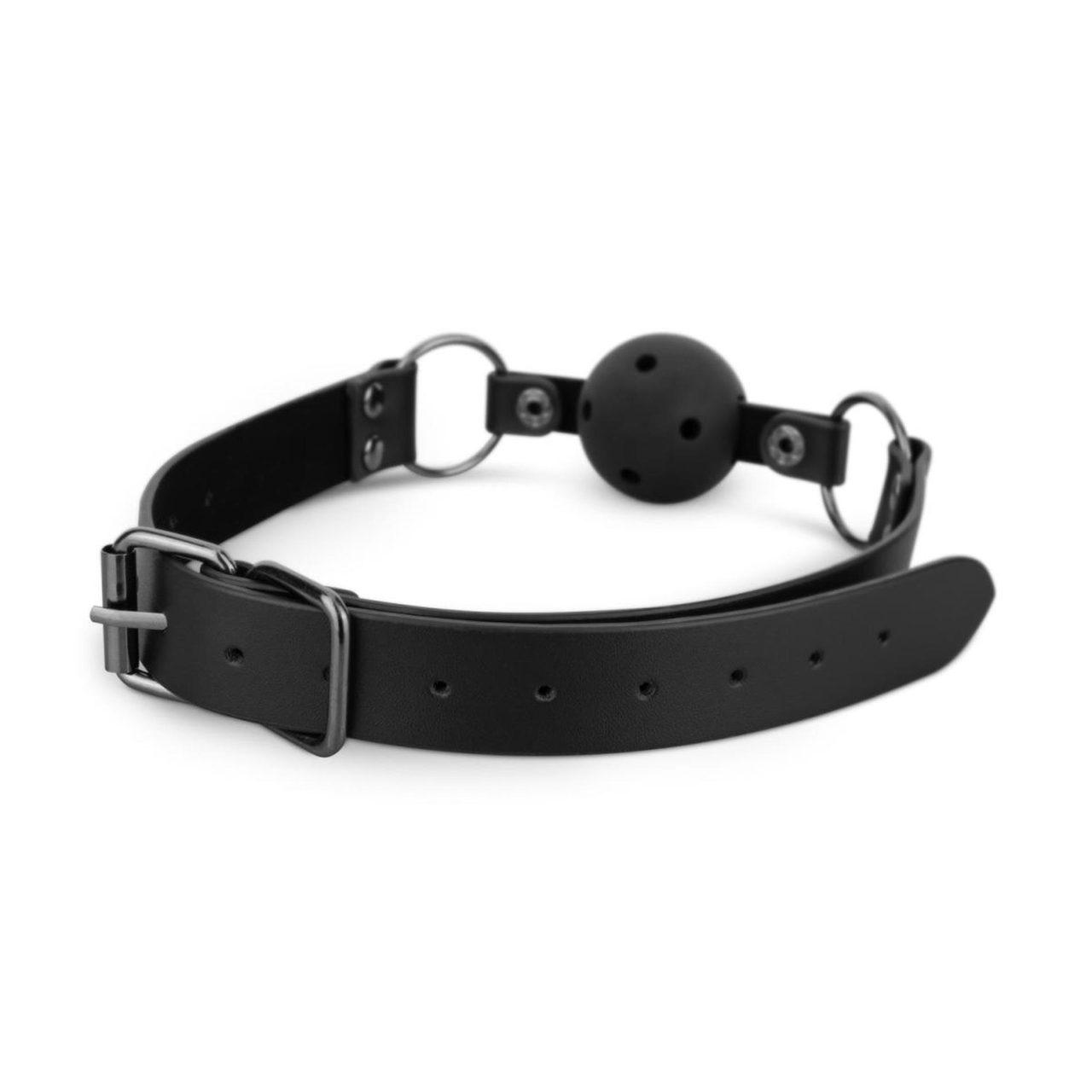 Zestaw 3 knebli z kulką BDSM czarne z otworami oddechowymi | Loris.pl