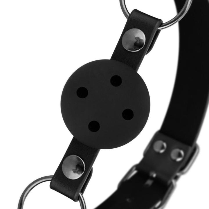 Zestaw 3 knebli z kulką BDSM czarne z otworami oddechowymi
