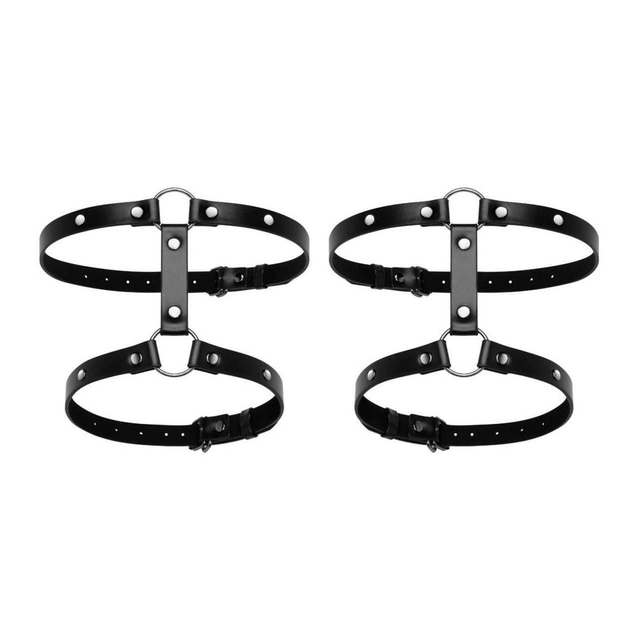 Opaska na udo BDSM czarna z metalowymi kółkami i klamrą | Loris.pl