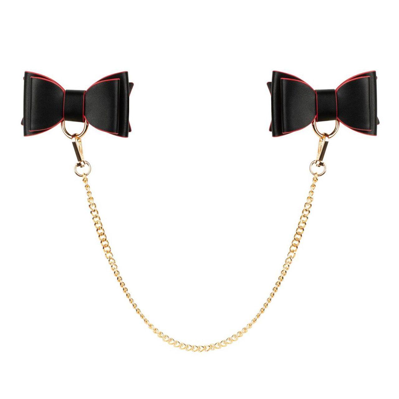 Luksusowy zestaw BDSM 8 el. czarno-czerwony | kajdanki, obroża, knebel, pejcz