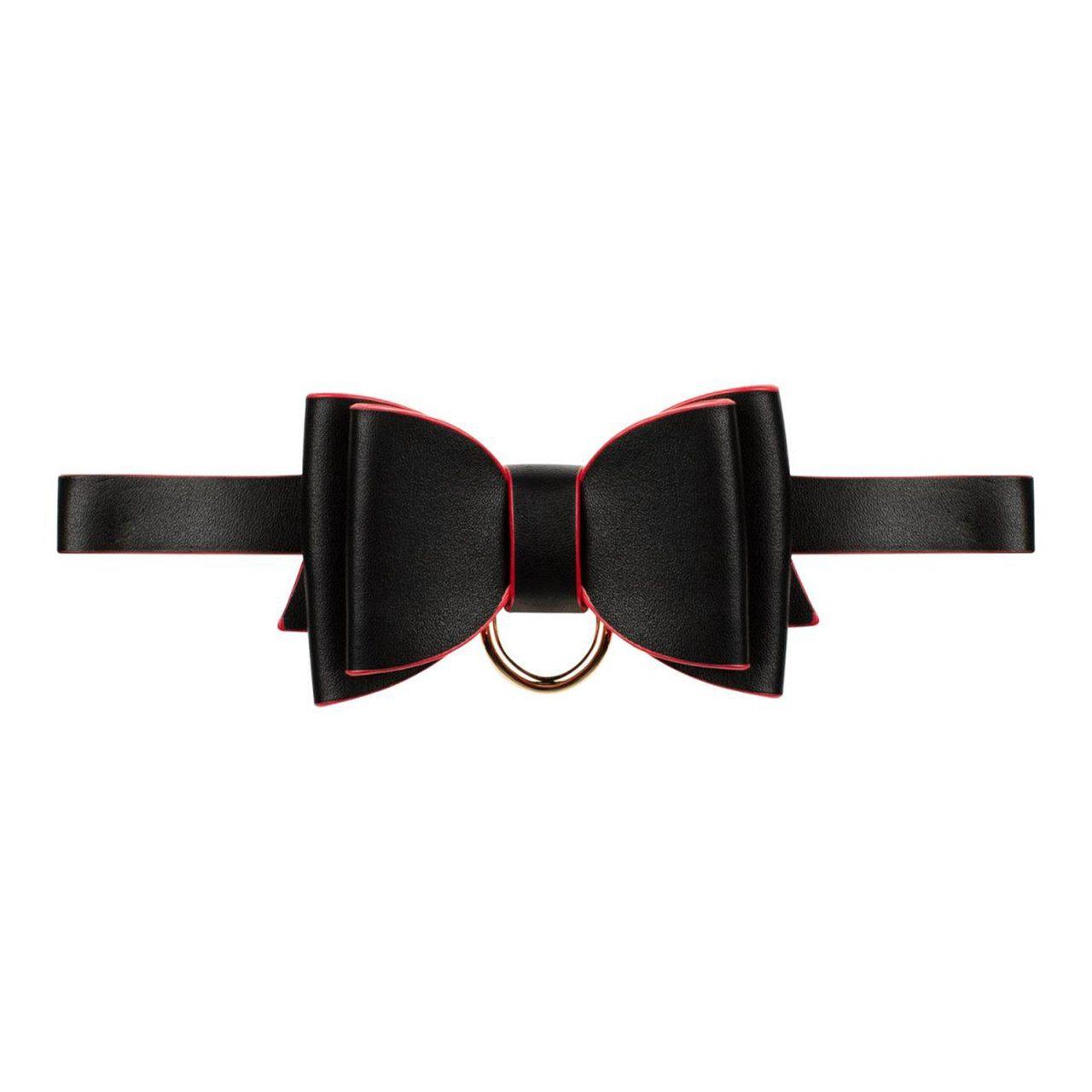 Luksusowy zestaw BDSM 8 el. czarno-czerwony | kajdanki, obroża, knebel, pejcz