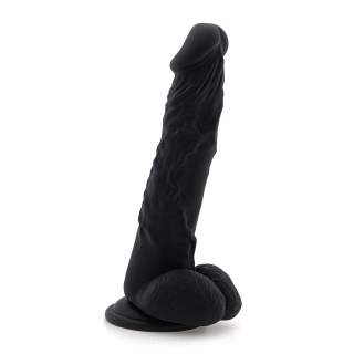 Czarne żylaste dildo realistyczne z silikonu - 18 cm