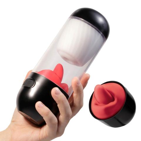 Masturbator rotacyjny 2w1 ze stymulatorem językowym | 20 trybów