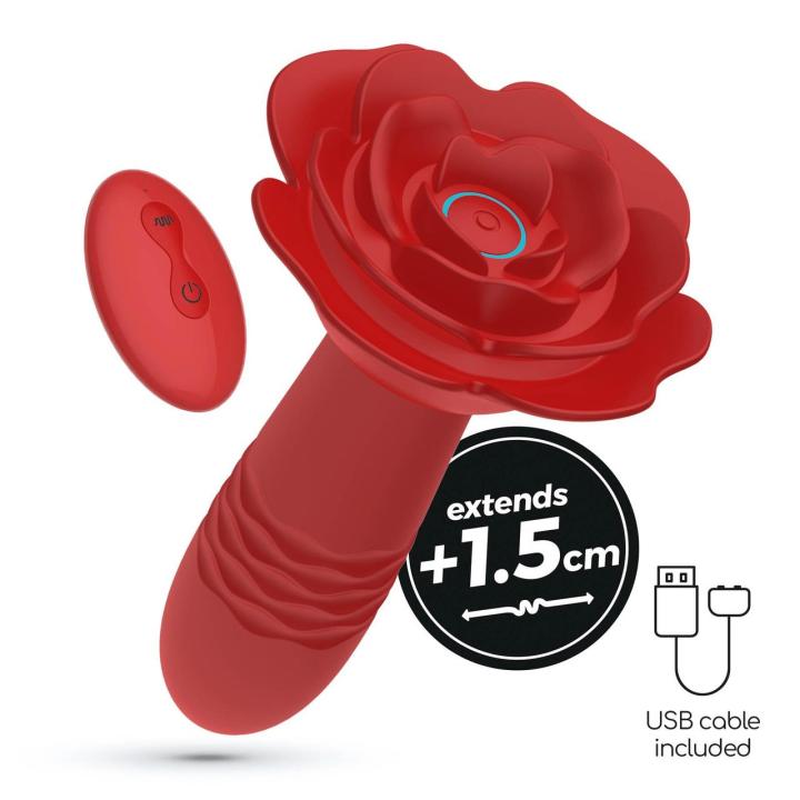 Korek analny z ruchem posuwistym i wibracjami + pilot | Ładowanie USB