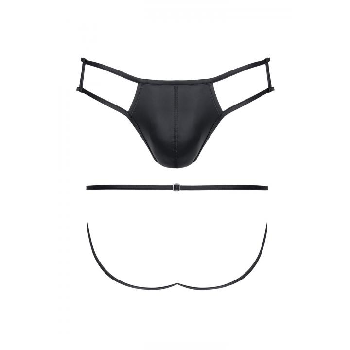 Męskie stringi z jockstrapem z odsłoniętym tyłem – czarne – Regnes Fetish Planet