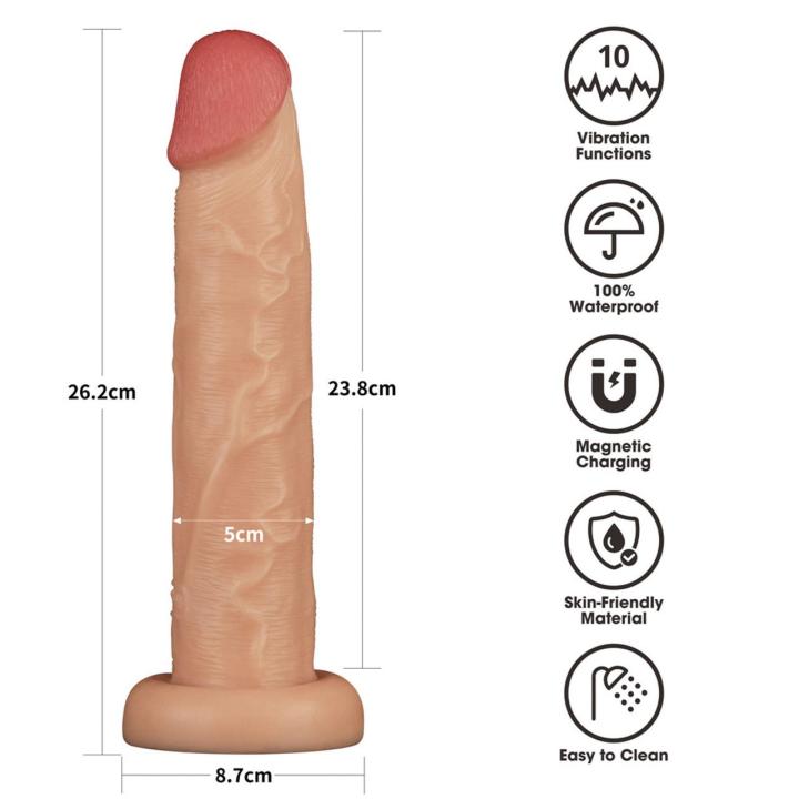 Realistyczne dildo wibrujące z przyssawką 25,4 cm | 10 trybów
