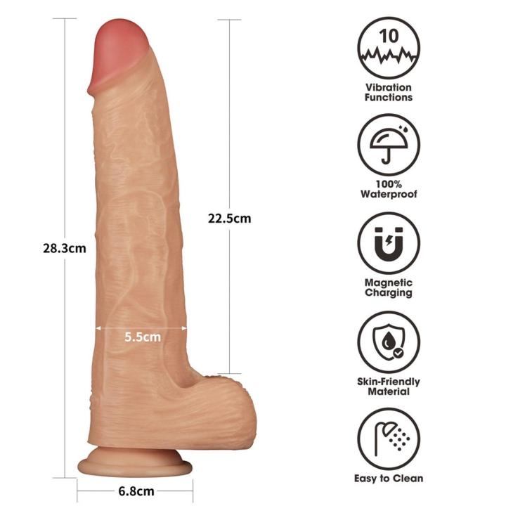 Realistyczny wibrator z przyssawką 28 cm | 10 trybów | Wodoodporny