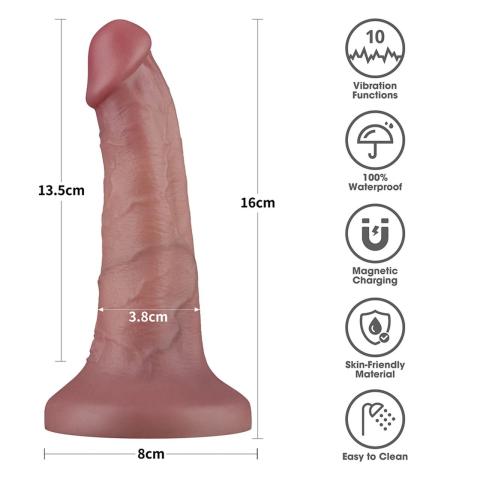 Realistyczne dildo wibrujące 15,2 cm dual density z przyssawką