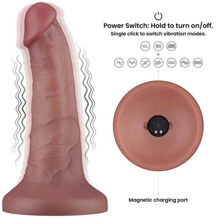 Realistyczne dildo wibrujące 15,2 cm dual density z przyssawką | Loris.pl