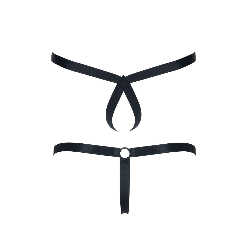 Zestaw czarnych, męskich stringów z gumek – Regnes Fetish Planet