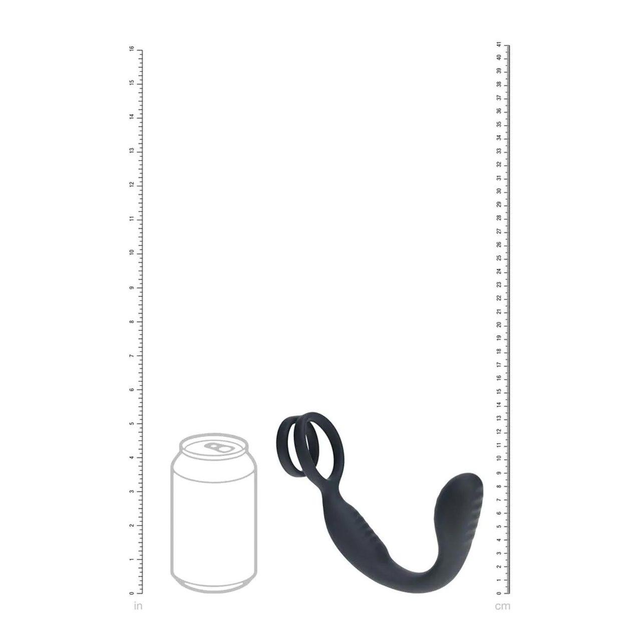 Wibrujący stymulator prostaty 2 w 1 z pierścieniem | Czarny | Loris.pl