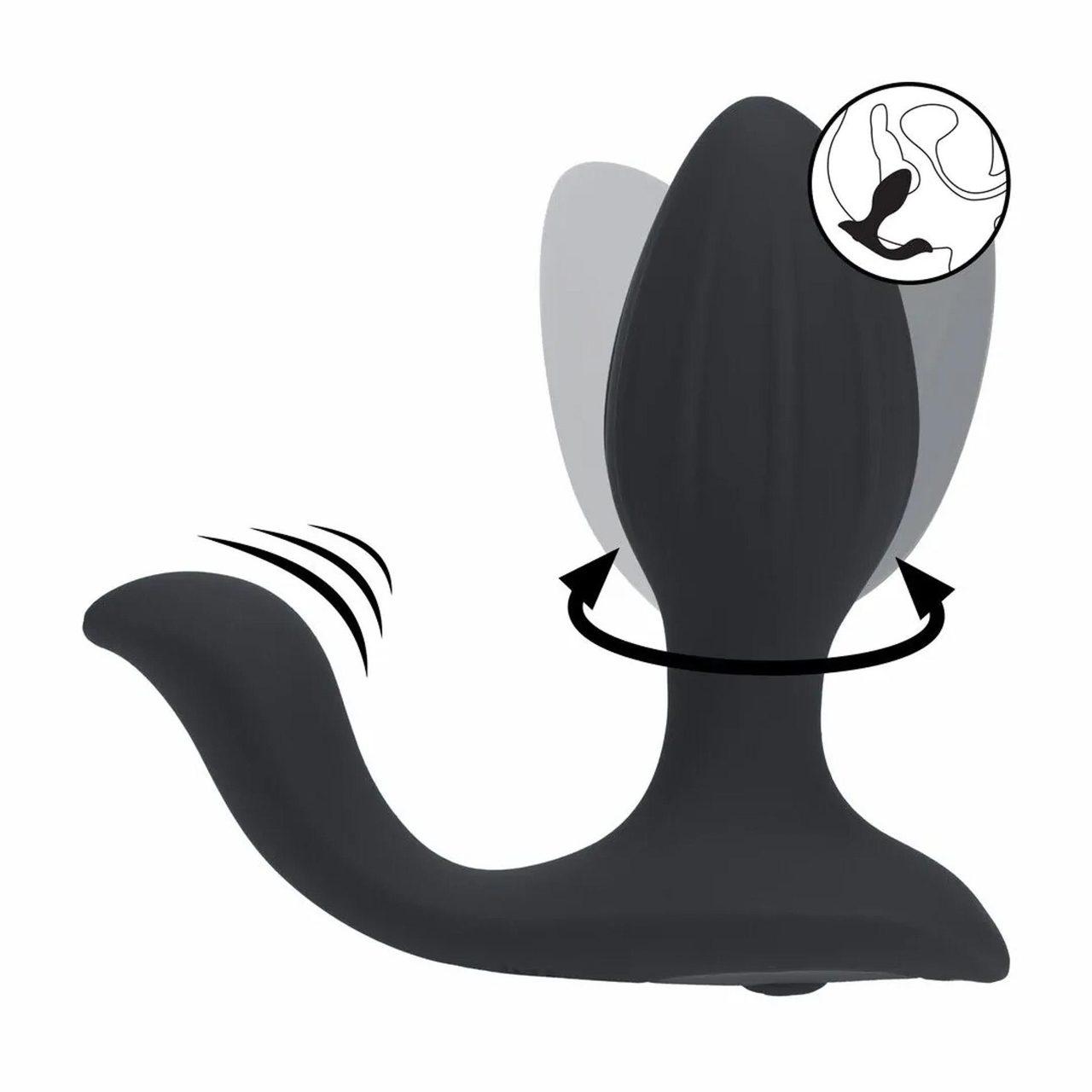 Wibrująco-obrotowy korek analny z kulką | Silikonowy, wodoodporny, ładowany