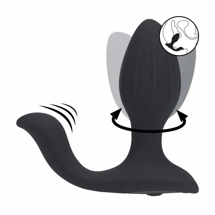 Wibrująco-obrotowy korek analny z kulką | Silikonowy, wodoodporny, ładowany