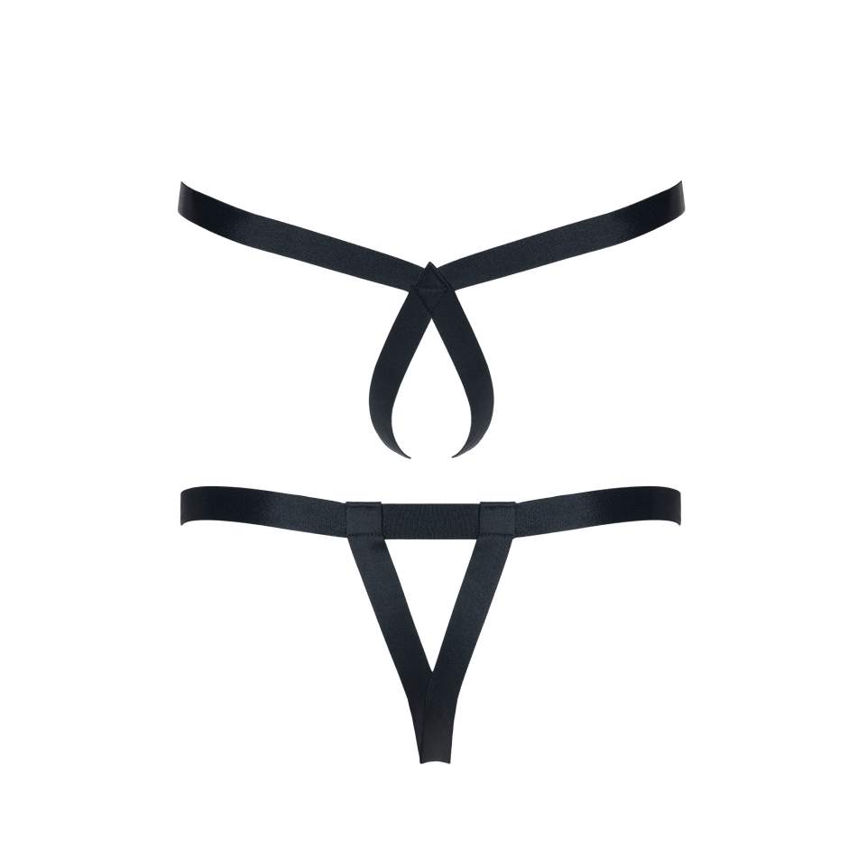 Zestaw czarnych, męskich stringów z gumek – Regnes Fetish Planet