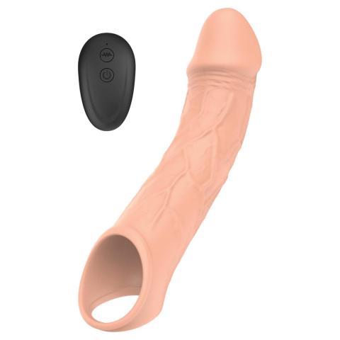 Wibrująca przedłużka na penisa z pilotem 10 trybów | usb | wodoodporna