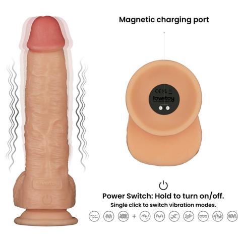 Realistyczne dildo wibrujące 24 cm z przyssawką | 10 trybów | Wodoodporne