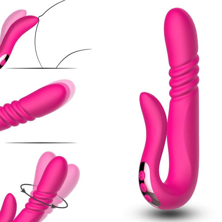 Wibrator do punktu G z pchaniem, obrotem i grzaniem | Czerwony IPX7 USB