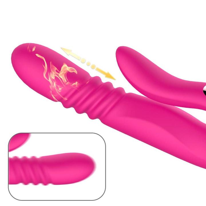 Wibrator do punktu G z pchaniem, obrotem i grzaniem | Czerwony IPX7 USB