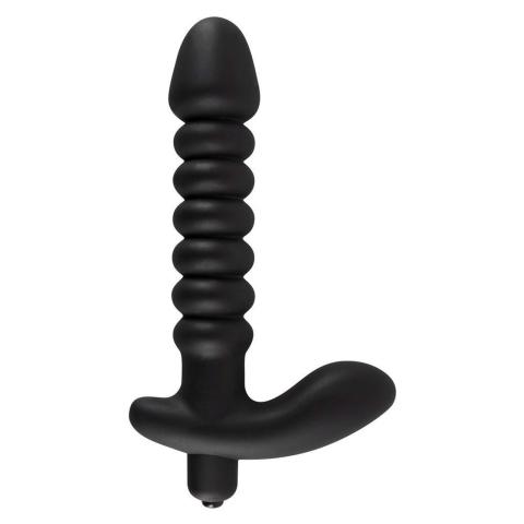 Żłobkowany wibrator analny z kotwicą do łechtaczki 17 cm