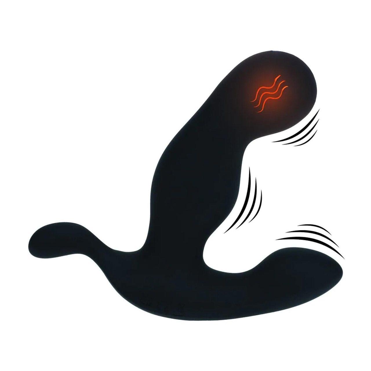Silikonowy masażer prostaty z podgrzewaniem i wibracjami czarny | Loris.pl