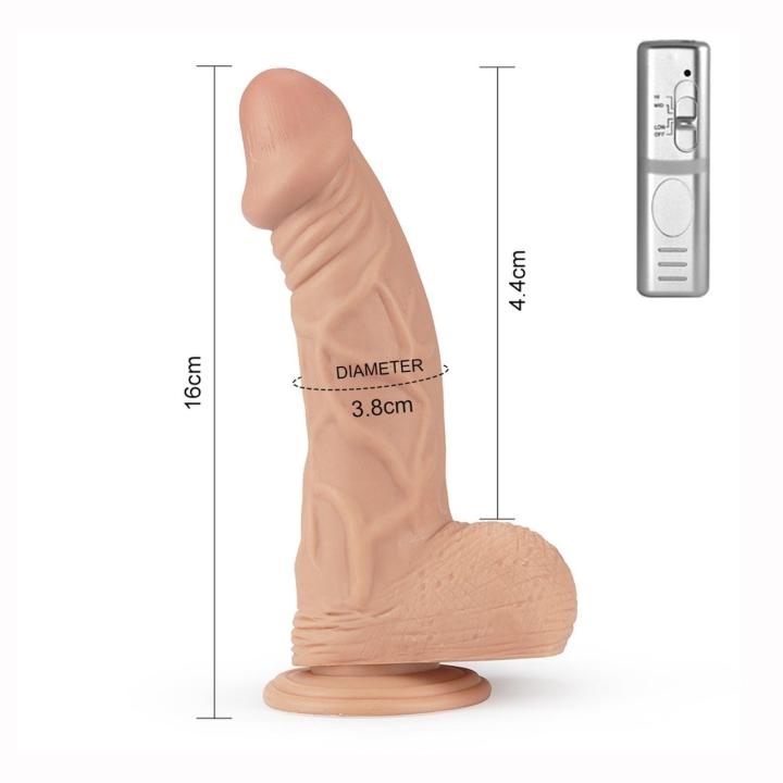Realistyczne dildo wibrujące z przyssawką 22,5 cm cieliste | Loris.pl