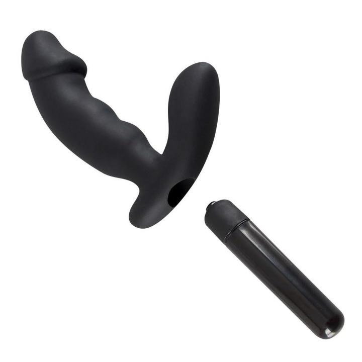 Wibrator analny z falowanym trzonem i stymulatorem krocza 15 cm