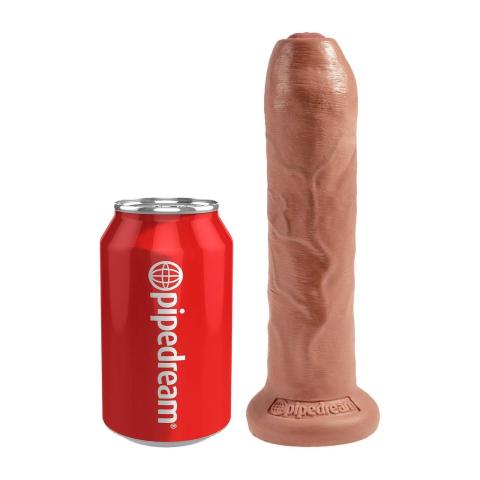 Realistyczne dildo nieobrzezane 17,8 cm z ruchomym napletkiem i przyssawką