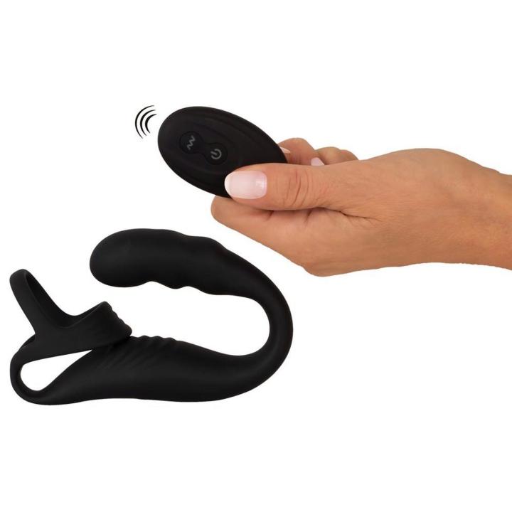 Wibrujący pierścień erekcyjny z korkiem prostaty i pilotem | Loris.pl