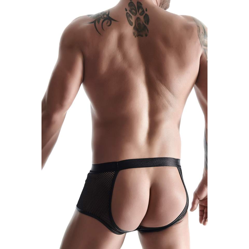 RFP szorty jockstrap z wetlooka i elastycznej siatki - czarne
