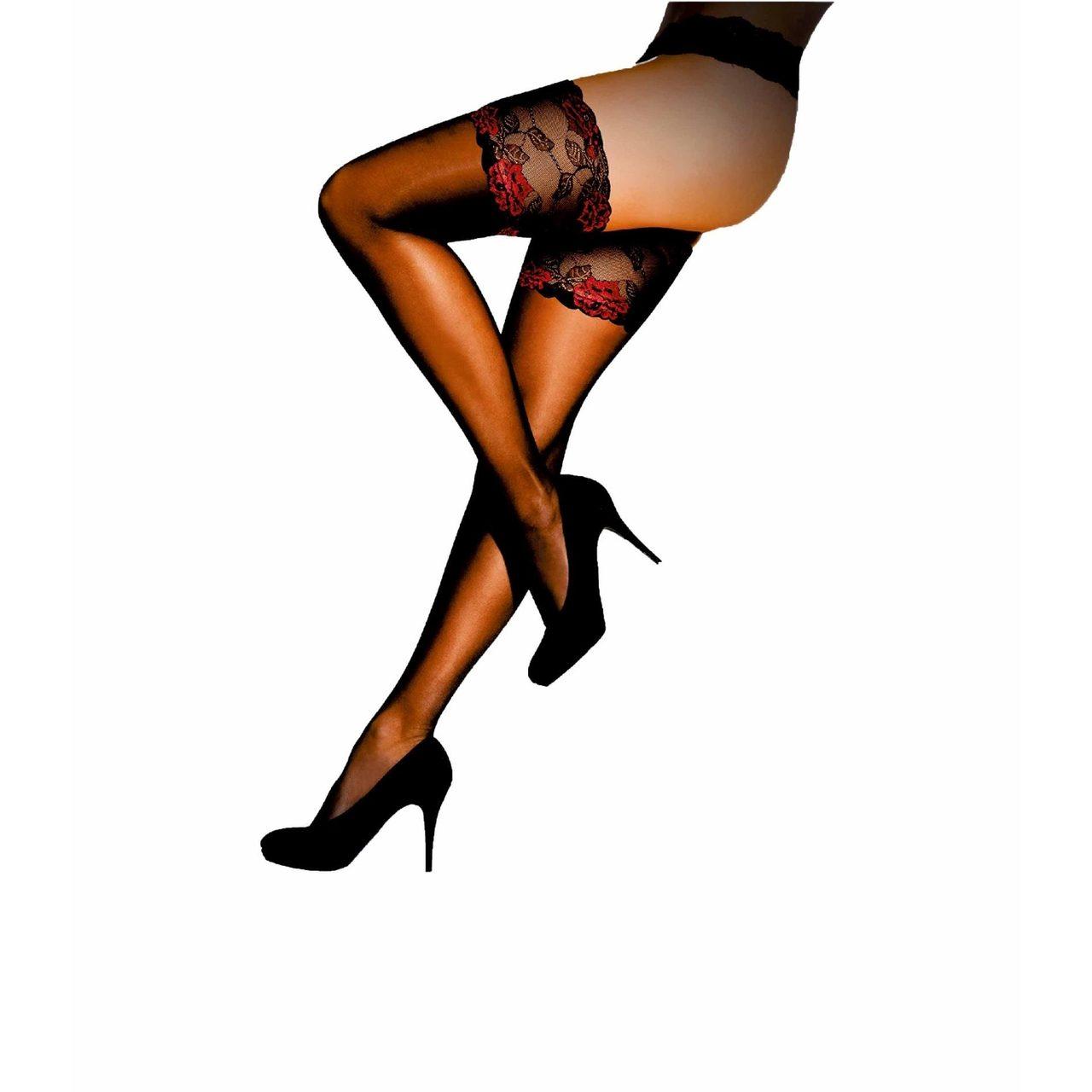 Pończochy damskie S/M romantyczne | eleganckie detale | Loris.pl