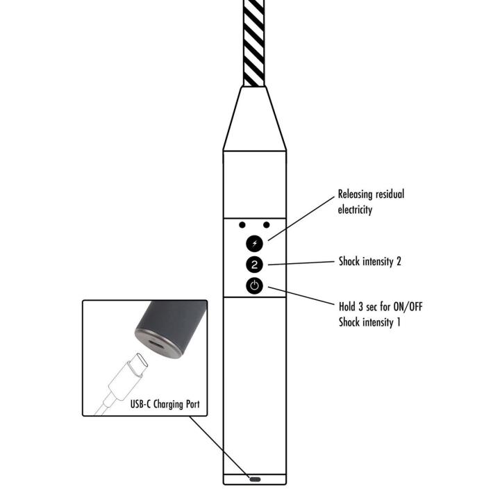 Pejcz BDSM z elektrostymulacją 52 cm czarny | ładowanie USB