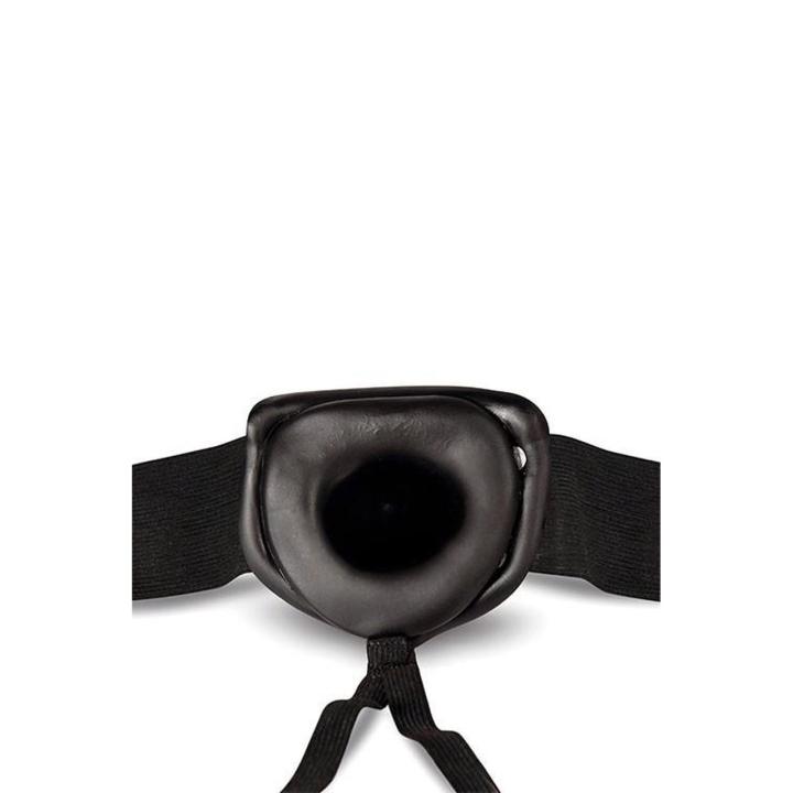 Czarny strap-on hollow 16,5 cm z regulowaną uprzężą
