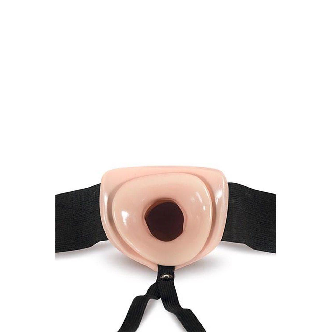 Wydrążona proteza strap-on 19 cm waniliowa | Regulowana uprząż do 101 cm