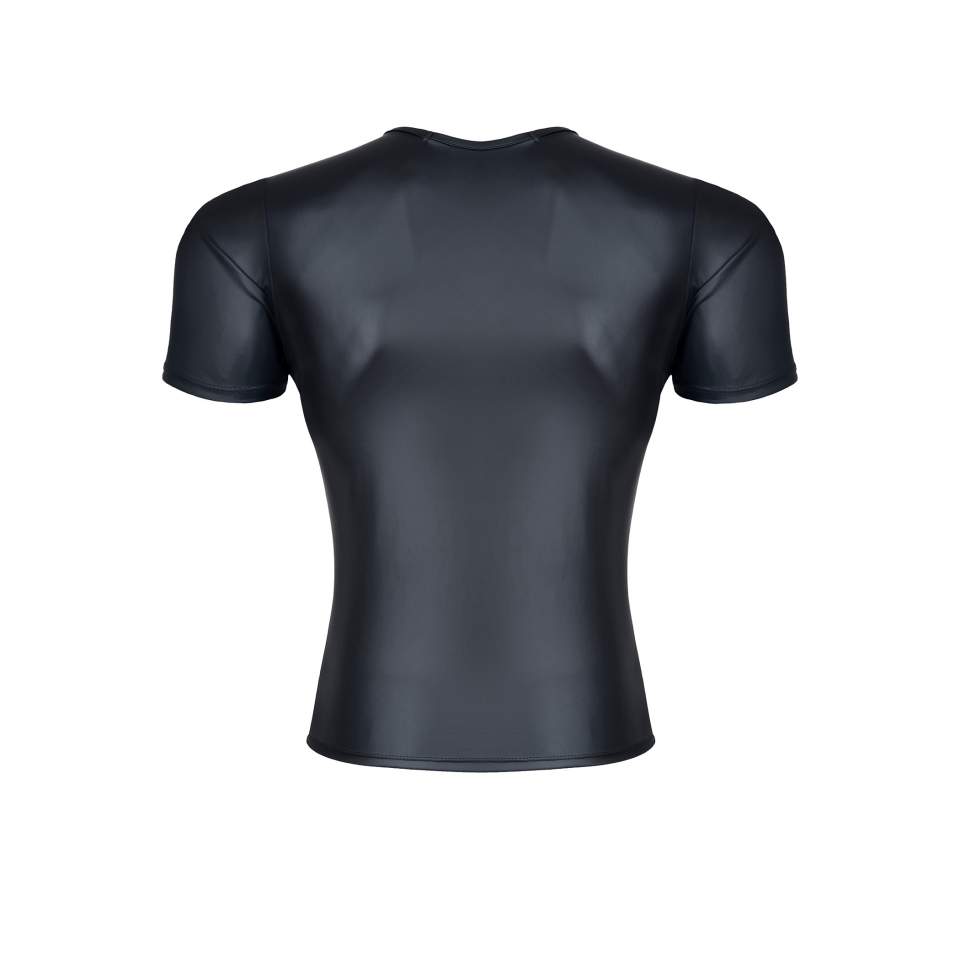 Czarna seksowna koszulka z wetlooka dla mężczyzn z wycięciem w serek