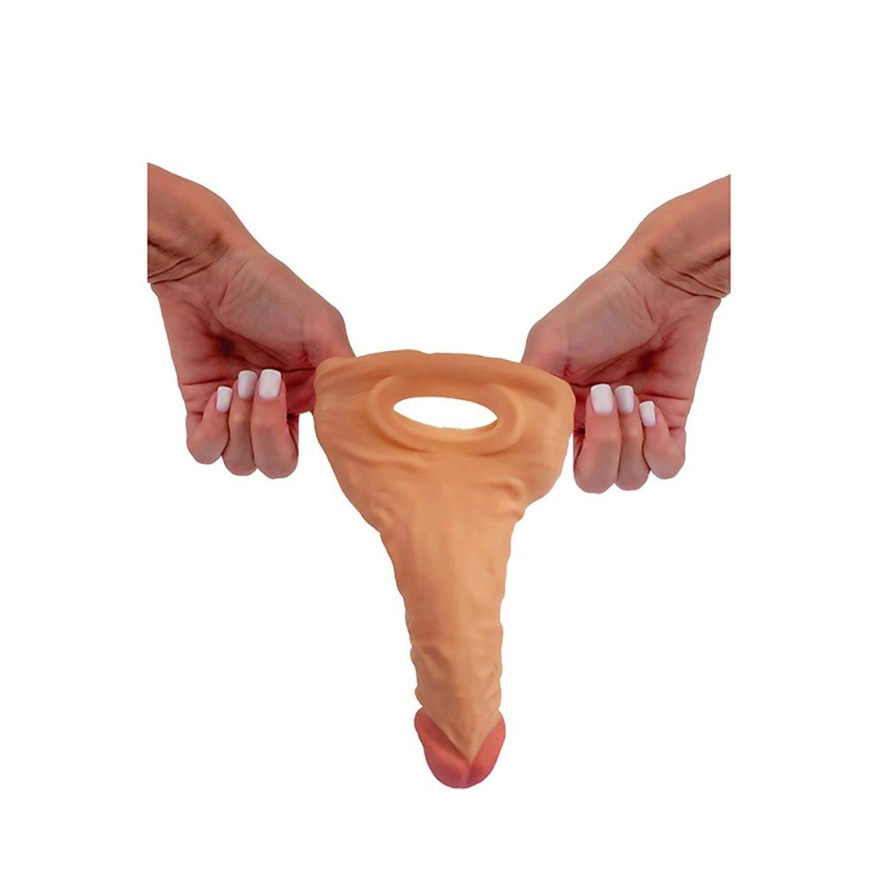 Nakładka przedłużająca 21 cm z paskiem na jądra TPE | +6 cm długości