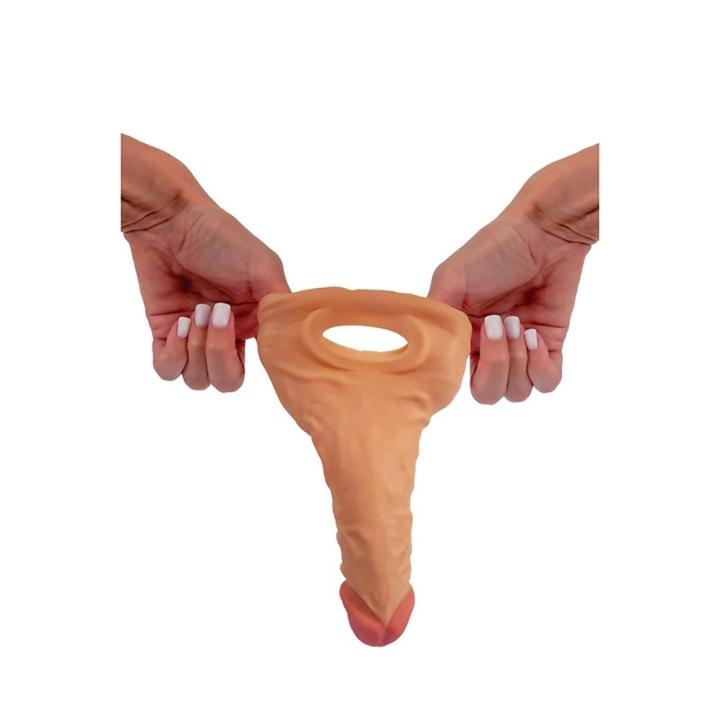 Nakładka przedłużająca 21 cm z paskiem na jądra TPE | +6 cm długości